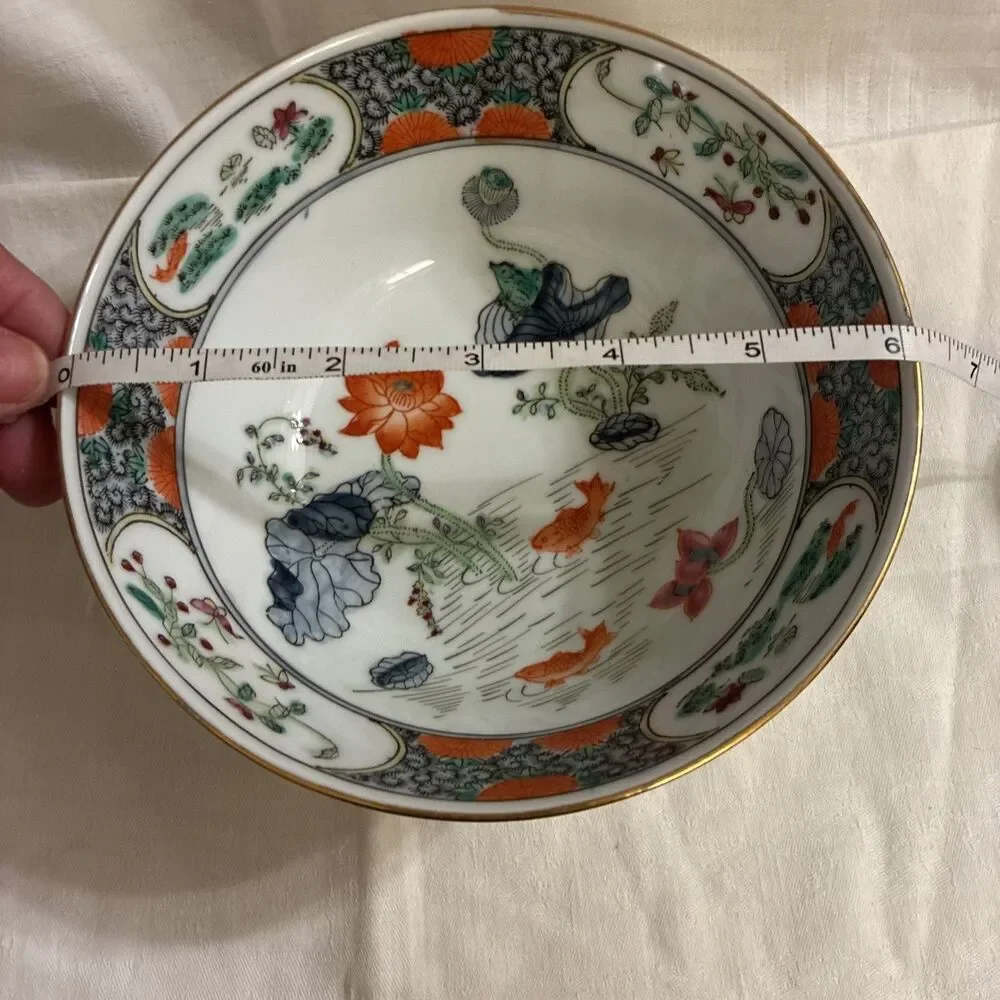 Vintage Chinoiserie Japanese TFF Porcelain Bowl 6